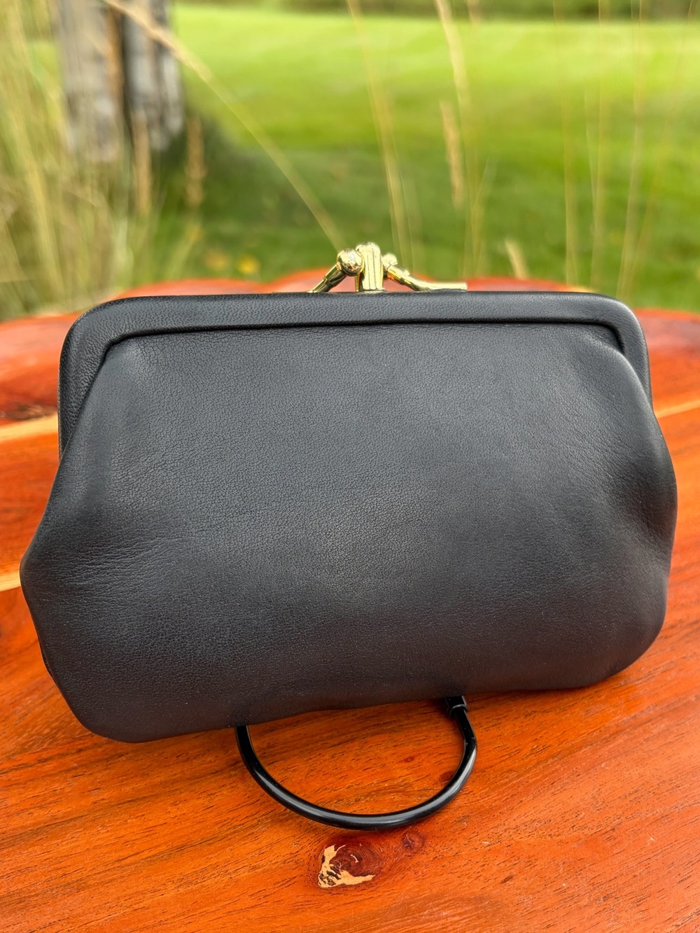 Vintage COACH Double Kiss-lock Purse “Watermelon” Black Red Leather 7180 - Picture 17 of 17